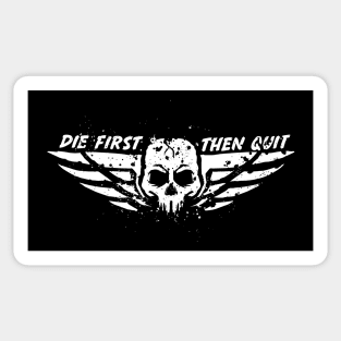 die first then quit army soldiers vintage flaying wings skull Sticker